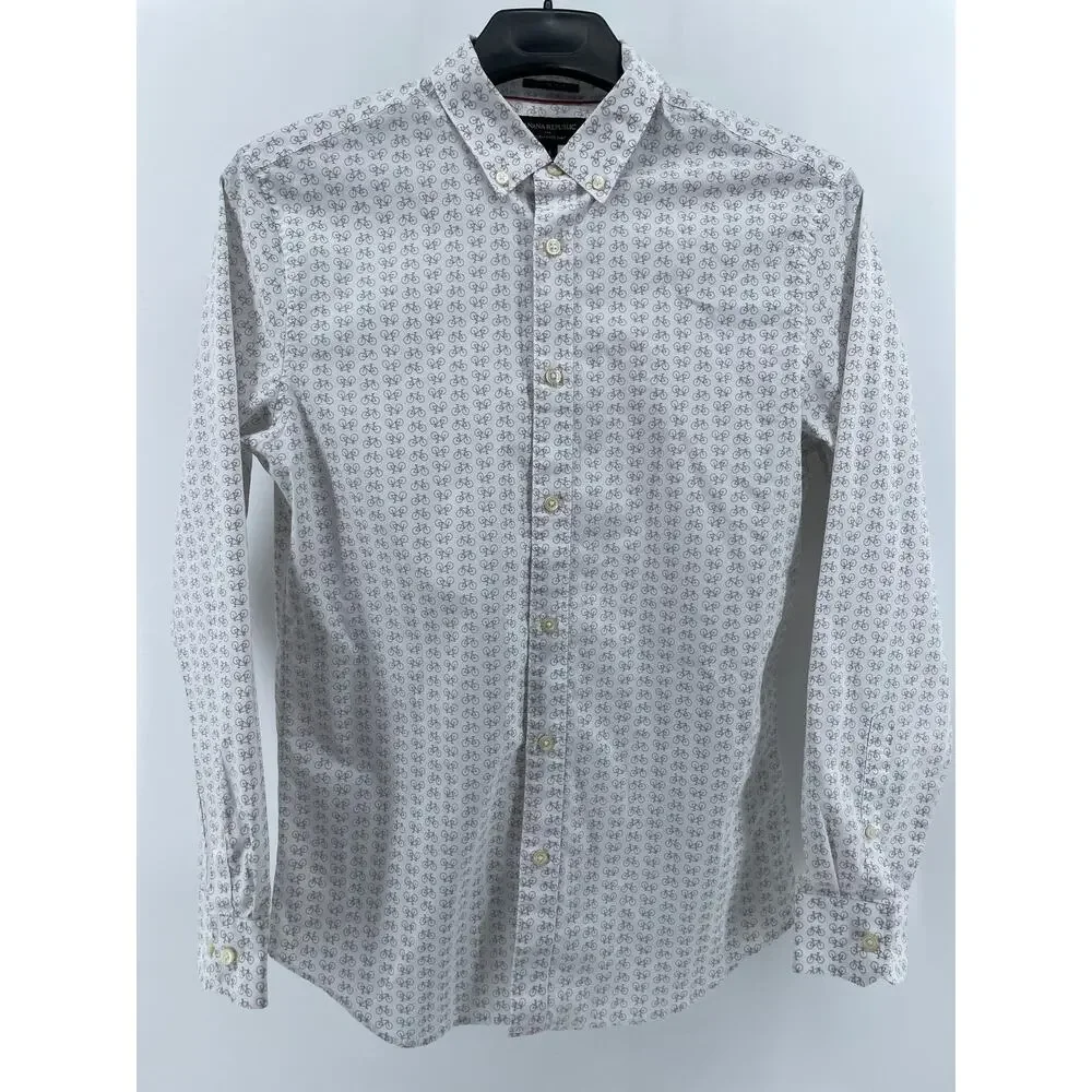 Banana Republic Dress Shirt Men’s M Slim Fit Bicycle Graphic